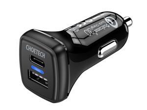 CHOETECH USB C Car Charger - Fast Charge - 18W Power Delivery & Quick Charge 3.0 - 2-in-1 Dual-Port - Compatible iPhone Xs XR XS Max 8/8 Plus/X, Galaxy S9/S9 Plus/Note 9/Note 8/S8/S8 Plus,Pixel 2/2 XL CHOETECH USB C Car Charger - Fast Charge - 18W Power Delivery & Quick Charge 3.0 - 2-in-1 Dual-Port - Compatible iPhone Xs XR XS Max 8/8 Plus/X, Galaxy S9/S9 Plus/Note 9/Note 8/S8/S8 Plus,Pixel 2/2 XL