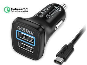 CHOETECH Quick Charge 3.0 Car Charger - Dual USB Port - 30W/2.4A - Compatible for iPhone X,Xs, Xs Max, Xr, 8, 8 Plus, 7,6, 6s Plus, Galaxy Note 9/S9/S9+/Note 8/S8/S8+, LG V30 V20 G6 G5, HTC 10 U11 CHOETECH Quick Charge 3.0 Car Charger - Dual USB Port - 30W/2.4A - Compatible for iPhone X,Xs, Xs Max, Xr, 8, 8 Plus, 7,6, 6s Plus, Galaxy Note 9/S9/S9+/Note 8/S8/S8+, LG V30 V20 G6 G5, HTC 10 U11