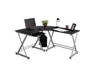 L-Shaped Corner Computer PC Desk Laptop Table Wood Workstation Home Office Black L-Shaped Corner Computer PC Desk Laptop Table Wood Workstation Home Office Black