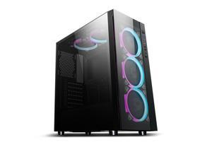 Aigo Black Technology ATX Mid Tower Acrylic Panel Gaming Computer PC Case USB 3.0 Port (Black Technology With C5 Kit) - Black Aigo Black Technology ATX Mid Tower Acrylic Panel Gaming Computer PC Case USB 3.0 Port (Black Technology With C5 Kit) - Black