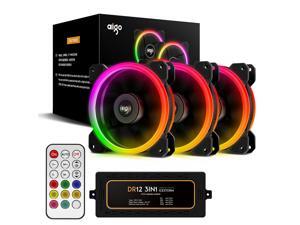 Aigo Aurora DR12 3IN1 Case Fan Kit - 3 RGB LED 120mm High Performance High Airflow Adjustable Colorful Fans with Controller and ... Aigo Aurora DR12 3IN1 Case Fan Kit - 3 RGB LED 120mm High Performance High Airflow Adjustable Colorful Fans with Controller and ...