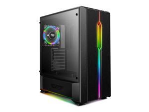 darkFlash T20 Black ATX Mid-Tower Desktop Computer Gaming Case USB 3.0 Ports Tempered Glass Windows With 1pcs 120mm LED Rainbow Fan Pre-Installed (Black) darkFlash T20 Black ATX Mid-Tower Desktop Computer Gaming Case USB 3.0 Ports Tempered Glass Windows With 1pcs 120mm LED Rainbow Fan Pre-Installed (Black)