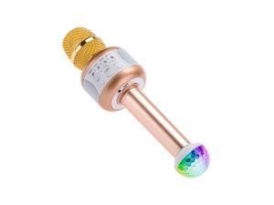 ESHISHANG Karaoke Microphone Wireless Bluetooth Speaker Handheld Music Player KTV Singing Support IOS Android with Disco Lights - Gold ESHISHANG Karaoke Microphone Wireless Bluetooth Speaker Handheld Music Player KTV Singing Support IOS Android with Disco Lights - Gold