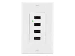 BESTTEN 4.2A/21W USB Receptacle Outlet with 4 High-Speed USB Charging Ports and LED Indicator, Wall Plate Included, UL Listed, White BESTTEN 4.2A/21W USB Receptacle Outlet with 4 High-Speed USB Charging Ports and LED Indicator, Wall Plate Included, UL Listed, White