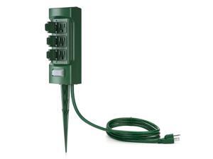 BESTTEN Newly Launched 3-Outlet Weatherpfoof Outdoor Yard Power Stake with Cover and ON/OFF Switch, 6 Foot Waterproof Extension Cord, ETL Certified, Green BESTTEN Newly Launched 3-Outlet Weatherpfoof Outdoor Yard Power Stake with Cover and ON/OFF Switch, 6 Foot Waterproof Extension Cord, ETL Certified, Green