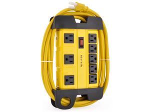 BESTTEN 8 Outlet Workshop Metal Power Strip, Heavy Duty and Portable, 12-Foot Ultra Long Extension Cord with Cable Management, ETL Certified, Yellow BESTTEN 8 Outlet Workshop Metal Power Strip, Heavy Duty and Portable, 12-Foot Ultra Long Extension Cord with Cable Management, ETL Certified, Yellow