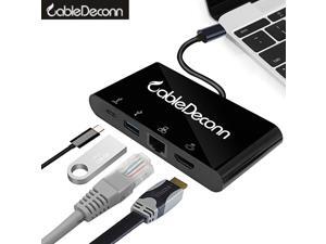 CableDeconn thunderbolt 3 usb type-c hub hdmi ethernet rj45 usb3.0 usb c charging 4in1 adapter cable converter for 2017 macbook pro Dell XPS CableDeconn thunderbolt 3 usb type-c hub hdmi ethernet rj45 usb3.0 usb c charging 4in1 adapter cable converter for 2017 macbook pro Dell XPS
