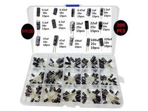 200PCS 15 Value 10V 16V 25V 50V Metal Electrolytic Capacitors Assorted Assortment Kit Set with Clear Plastic Box to Carry Convenient Range 0.1uF-220uF (Lable Capacitor) 200PCS 15 Value 10V 16V 25V 50V Metal Electrolytic Capacitors Assorted Assortment Kit Set with Clear Plastic Box to Carry Convenient Range 0.1uF-220uF (Lable Capacitor)