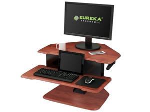 Eureka Ergonomic® Height Adjustable Corner Sit Stand Desk with Keyboard Tray, 28 Inch - Cherry Eureka Ergonomic® Height Adjustable Corner Sit Stand Desk with Keyboard Tray, 28 Inch - Cherry
