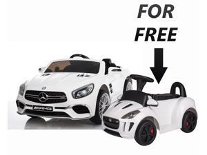 Electric Ride On Car Licensed Mercedes Sl 65 AMG 12 V White With Remote Control Touchscreen LED Lights And Licensed Jaguar Push Car For Toddlers 6V White For Free Electric Ride On Car Licensed Mercedes Sl 65 AMG 12 V White With Remote Control Touchscreen LED Lights And Licensed Jaguar Push Car For Toddlers 6V White For Free