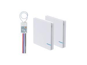 GREENCYCLE 1-Gang Wireless Light Switch and 110V Receiver Kit Outdoor 1600 ft Indoors 130 ft Remote Control Ceiling Lamp LED Bulb Fan, IP54 Waterproof New Design (2 Switch, 1 Receiver) GREENCYCLE 1-Gang Wireless Light Switch and 110V Receiver Kit Outdoor 1600 ft Indoors 130 ft Remote Control Ceiling Lamp LED Bulb Fan, IP54 Waterproof New Design (2 Switch, 1 Receiver)