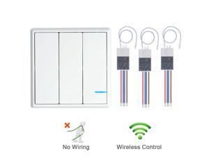 GREENCYCLE 1PK 3-Way Switch and 3PK Receiver Wireless Lights Switch Kit Remote Control Lamp GREENCYCLE 1PK 3-Way Switch and 3PK Receiver Wireless Lights Switch Kit Remote Control Lamp