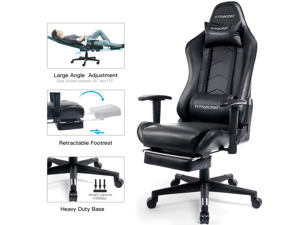 GTRACING Big and Tall Gaming Chair with Footrest Heavy Duty Adjustable Recliner with Headrest Lumbar Support Pillow High Back Ergonomic Leather Racing Computer Desk Executive Office Chair GT901 Black GTRACING Big and Tall Gaming Chair with Footrest Heavy Duty Adjustable Recliner with Headrest Lumbar Support Pillow High Back Ergonomic Leather Racing Computer Desk Executive Office Chair GT901 Black