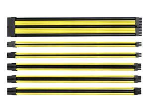 EZDIY-FAB Sleeved Cable - Cable extension for power supply with extra-sleeved 24 PIN 8PIN 6PIN 4+4 PIN with COMBS- Black/Yellow EZDIY-FAB Sleeved Cable - Cable extension for power supply with extra-sleeved 24 PIN 8PIN 6PIN 4+4 PIN with COMBS- Black/Yellow