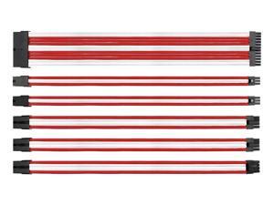 EZDIY-FAB Sleeved Cable - Cable extension for power supply with extra-sleeved 24 PIN 8PIN 6PIN 4+4 PIN with COMBS- Red/White EZDIY-FAB Sleeved Cable - Cable extension for power supply with extra-sleeved 24 PIN 8PIN 6PIN 4+4 PIN with COMBS- Red/White
