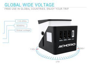Travel Adapter with 3 USB port One C-Type Port and All in One Socket. Portable Travel Adapter, AC Wall Adapter USB port for US, UK, AUS, Canada, Support 150 countries. Adapter for Business Travelers Travel Adapter with 3 USB port One C-Type Port and All in One Socket. Portable Travel Adapter, AC Wall Adapter USB port for US, UK, AUS, Canada, Support 150 countries. Adapter for Business Travelers