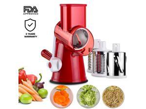 Manual Hand Speedy Mandoline Slicer Pasta Salad Maker Vegetable Fruit Cutter Rotating Drum Cheese Grater Potato Tomato Food Slicer With 3 Round Stainless Steel Blades (Red) Manual Hand Speedy Mandoline Slicer Pasta Salad Maker Vegetable Fruit Cutter Rotating Drum Cheese Grater Potato Tomato Food Slicer With 3 Round Stainless Steel Blades (Red)