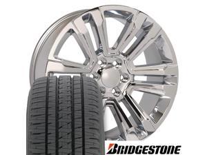 OE Wheels 22 Inch Fit Chevy Silverado Tahoe GMC Sierra Yukon Cadillac Escalade Denali Style CV44 Chrome 22x9 Rims Bridgestone Dueler Alenza HL Tires SET OE Wheels 22 Inch Fit Chevy Silverado Tahoe GMC Sierra Yukon Cadillac Escalade Denali Style CV44 Chrome 22x9 Rims Bridgestone Dueler Alenza HL Tires SET