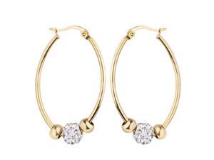 Women Wedding Fashion Jewelry Crystal Inlaid Beaded Titanium Steel Hoop Earrings (Gold) Women Wedding Fashion Jewelry Crystal Inlaid Beaded Titanium Steel Hoop Earrings (Gold)