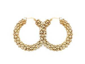 Women Wedding Fashion Jewelry Titanium Steel Beaded Shape Hoop Earrings (Gold) Women Wedding Fashion Jewelry Titanium Steel Beaded Shape Hoop Earrings (Gold)