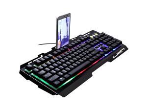 ZGB G700 Gaming keyboard 104 Keys USB Wired Mechanical Keyboard Feel RGB Backlight Metal Panel Suspension Gaming Keyboard with Phone Holder ZGB G700 Gaming keyboard 104 Keys USB Wired Mechanical Keyboard Feel RGB Backlight Metal Panel Suspension Gaming Keyboard with Phone Holder