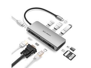 UGREEN CM179 8 in 1 VGA & HDMI & Gigabit Ethernet Port & USB-C / Type-C Charging Port & 3 x USB3.0 & TF / SD Card Slot to USB-C / Type-C Male HUB Splitter Adapter, Total Length: 10cm UGREEN CM179 8 in 1 VGA & HDMI & Gigabit Ethernet Port & USB-C / Type-C Charging Port & 3 x USB3.0 & TF / SD Card Slot to USB-C / Type-C Male HUB Splitter Adapter, Total Length: 10cm