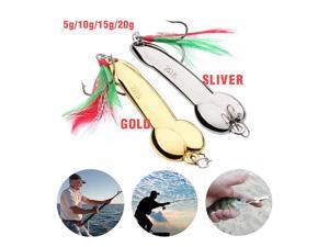 1pc Spoon Fishing Lure 5g-20g with Feather Hooks Gold/Silver Metal Bait Tackle 1pc Spoon Fishing Lure 5g-20g with Feather Hooks Gold/Silver Metal Bait Tackle