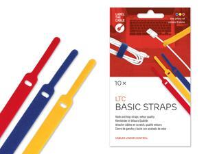 Cable Management Hook and Loop Cable Ties, 10 PCS, Mixed Color, Velour Quality - Wire Ties Reusable, Cord Organizer, Wire Management, Cord Manager, Hook and Loop Fastener - LTC 1130 BASIC STRAPS Cable Management Hook and Loop Cable Ties, 10 PCS, Mixed Color, Velour Quality - Wire Ties Reusable, Cord Organizer, Wire Management, Cord Manager, Hook and Loop Fastener - LTC 1130 BASIC STRAPS