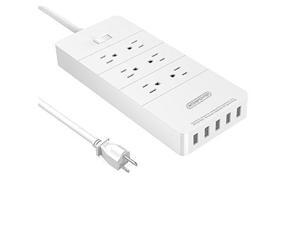 NTONPOWER Power Bar Surge Protector ETL Listed with 6 Electric Outlets and 5 Port 8A 40W Usb Fasting Charging Station Power Strip with 5ft Extension Cord, 1700Joule Surge Suppressor NTONPOWER Power Bar Surge Protector ETL Listed with 6 Electric Outlets and 5 Port 8A 40W Usb Fasting Charging Station Power Strip with 5ft Extension Cord, 1700Joule Surge Suppressor