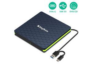 External DVD Drive, Kingbox Dual USB-C USB 3.0 Portable CD/DVD Rewriter Burner Optical Drive for Laptop Notebook Desktop PC Computer Windows Linux OS Apple Mac MacBook Pro Air iMac External DVD Drive, Kingbox Dual USB-C USB 3.0 Portable CD/DVD Rewriter Burner Optical Drive for Laptop Notebook Desktop PC Computer Windows Linux OS Apple Mac MacBook Pro Air iMac