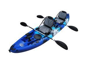 BKC UH-TK219-US 12-foot 2-inch Tandem Sit On Top Kayak 2-3 person, 2-Paddles, 2-Upright Seats and 6 Fishing Rod Holders included BKC UH-TK219-US 12-foot 2-inch Tandem Sit On Top Kayak 2-3 person, 2-Paddles, 2-Upright Seats and 6 Fishing Rod Holders included
