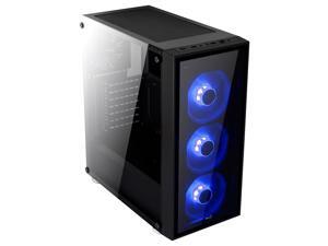 AeroCool Mid Tower QuartZ-Blue include 3 Blue LED front Fan and Front and Side with Tempered Glass Window panel. AeroCool Mid Tower QuartZ-Blue include 3 Blue LED front Fan and Front and Side with Tempered Glass Window panel.