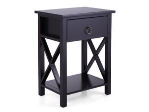 Finish Nightstand Bedside Table Shelf Bedroom Black 1 Drawer End Side Storage Finish Nightstand Bedside Table Shelf Bedroom Black 1 Drawer End Side Storage