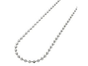 Sterling Silver Italian 3mm Ball Bead Moon Cut Solid 925 Rhodium Necklace Chain 16" - 32" Sterling Silver Italian 3mm Ball Bead Moon Cut Solid 925 Rhodium Necklace Chain 16" - 32"