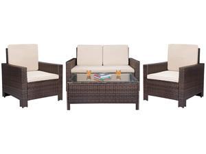 Homall 4 Pieces Outdoor Patio Furniture Sets Clearance Rattan Chair Wicker Set,Outdoor/Indoor Use Backyard Porch Garden Poolside Balcony Furniture (Large) Homall 4 Pieces Outdoor Patio Furniture Sets Clearance Rattan Chair Wicker Set,Outdoor/Indoor Use Backyard Porch Garden Poolside Balcony Furniture (Large)