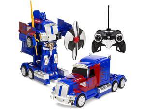 Kids RC Toy Car Transforming Robot Remote Control Truck with One Button Transformation, Realistic Engine Sounds, 360 Speed Drifting, Sword and Shield Included Toys For Boys 1:14 Scale (Blue) Kids RC Toy Car Transforming Robot Remote Control Truck with One Button Transformation, Realistic Engine Sounds, 360 Speed Drifting, Sword and Shield Included Toys For Boys 1:14 Scale (Blue)