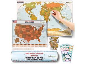 family-smile, Scratch-off Educational & Travel Log Map Set. Two in one: scratch-off world map & scratch off map USA (SUMMER BONUS: four tools are included) family-smile, Scratch-off Educational & Travel Log Map Set. Two in one: scratch-off world map & scratch off map USA (SUMMER BONUS: four tools are included)