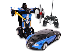 Blue Inferno RC Toy Transforming Robot Remote Control (27 MHz) Car with One Button Transformation, Realistic Engine Sounds and 360 Speed Drifting 1:14 Scale (Blue) Blue Inferno RC Toy Transforming Robot Remote Control (27 MHz) Car with One Button Transformation, Realistic Engine Sounds and 360 Speed Drifting 1:14 Scale (Blue)