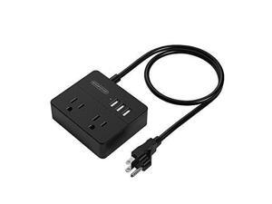 Mini Power Strip Charger with 2 Outlets 3 USB Ports and 3.3ft Power Cord Easy to Carry for Office/Travel- Black Mini Power Strip Charger with 2 Outlets 3 USB Ports and 3.3ft Power Cord Easy to Carry for Office/Travel- Black