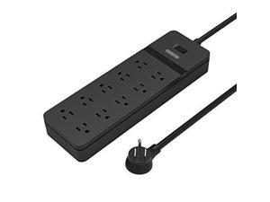 10-Outlet Power Strip with 2 USB Ports Overload Switch Multi Plug Surge Protector with 5ft Heavy-Duty Extension Cord Right Angle Plug for TV Home Theater Computer Projector Microwave - Black 10-Outlet Power Strip with 2 USB Ports Overload Switch Multi Plug Surge Protector with 5ft Heavy-Duty Extension Cord Right Angle Plug for TV Home Theater Computer Projector Microwave - Black