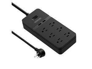 6 Outlet 2 USB Power Strip Surge Protector with Overload-Protection Swtich Safety Power Bar Mountable Heavy Duty Power Cord for Desktop, Computer, Home Appliance, Office,Kitchen - Black 6 Outlet 2 USB Power Strip Surge Protector with Overload-Protection Swtich Safety Power Bar Mountable Heavy Duty Power Cord for Desktop, Computer, Home Appliance, Office,Kitchen - Black