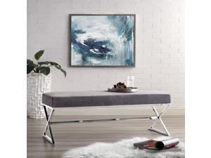 Clay Grey Velvet Upholstered Bench - Stainless Steel Legs | Chrome Tone | Living-room, Entryway, Bedroom | Inspired Home Clay Grey Velvet Upholstered Bench - Stainless Steel Legs | Chrome Tone | Living-room, Entryway, Bedroom | Inspired Home
