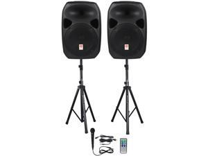 Rockville RPG122K Dual 12" Powered Speakers, Bluetooth+Mic+Speaker Stands+Cables Rockville RPG122K Dual 12" Powered Speakers, Bluetooth+Mic+Speaker Stands+Cables