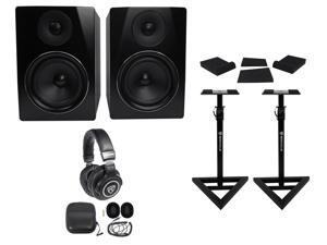 Pair Rockville APM6B 6.5" 350W Powered Studio Monitors+Stands+Pads+Headphones Pair Rockville APM6B 6.5" 350W Powered Studio Monitors+Stands+Pads+Headphones