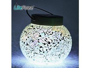 LiteFuze Mosaic Glass Rechargeable Solar Lamp Outdoor Garden Light - White LiteFuze Mosaic Glass Rechargeable Solar Lamp Outdoor Garden Light - White