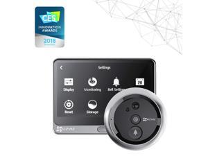 EZVIZ Lookout DP1 HD Video Smart Home Door Viewer with Rechargeable Battery, Built-in Doorbell, Human Detection, WiFi Enabled, LED Touch Screen, Remote Viewing, Two-Way Talk (iOS & Android Compatible) EZVIZ Lookout DP1 HD Video Smart Home Door Viewer with Rechargeable Battery, Built-in Doorbell, Human Detection, WiFi Enabled, LED Touch Screen, Remote Viewing, Two-Way Talk (iOS & Android Compatible)