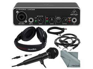 Behringer U-PHORIA UMC22 2in2out USB Audio Interface and Deluxe Bundle w/ Samson R10S Mic + Headphones + Xpix 1/4" and XLR Cable + Fibertique Cloth Behringer U-PHORIA UMC22 2in2out USB Audio Interface and Deluxe Bundle w/ Samson R10S Mic + Headphones + Xpix 1/4" and XLR Cable + Fibertique Cloth