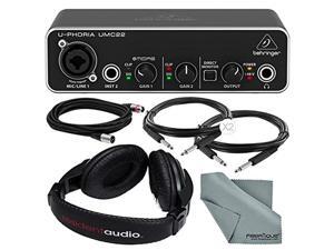 Behringer U-PHORIA UMC22 2in2out USB Audio Interface and Accessory Bundle w/ Headphones + Xpix 1/4" and XLR Cable + Fibertique Cloth Behringer U-PHORIA UMC22 2in2out USB Audio Interface and Accessory Bundle w/ Headphones + Xpix 1/4" and XLR Cable + Fibertique Cloth