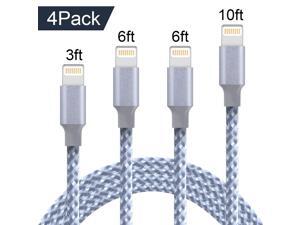 Lightning Cable, Nurbenn iPhone Charger Cables, 4Pack 3FT 6FT 6FT 10FT to USB Syncing Data and Nylon Braided Cord Charger for iPhone Xs Max, XR, X, 8, 7, Plus, 6, 6S, 6 Plus, 5, 5C, 5S, SE - White Lightning Cable, Nurbenn iPhone Charger Cables, 4Pack 3FT 6FT 6FT 10FT to USB Syncing Data and Nylon Braided Cord Charger for iPhone Xs Max, XR, X, 8, 7, Plus, 6, 6S, 6 Plus, 5, 5C, 5S, SE - White