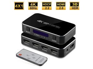 4K HDR HDMI Switch, Nurbenn 4 Ports 4K 60Hz HDMI 2.0 Switcher Selector with IR Wireless Remote, Supports UltraHD Dolby Vision, High Speed(Max to 18.5Gbps), HDR10, HDCP 2.2 & 3D 4K HDR HDMI Switch, Nurbenn 4 Ports 4K 60Hz HDMI 2.0 Switcher Selector with IR Wireless Remote, Supports UltraHD Dolby Vision, High Speed(Max to 18.5Gbps), HDR10, HDCP 2.2 & 3D